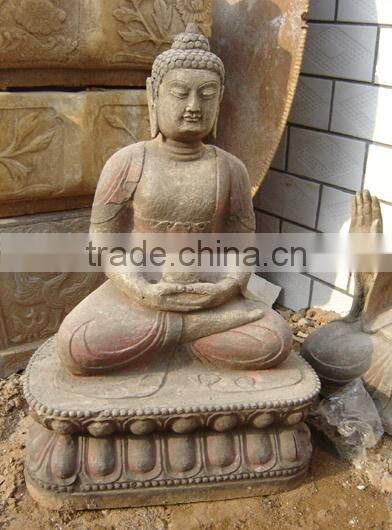 Sitting antique marble stone buddism Guanyin statue