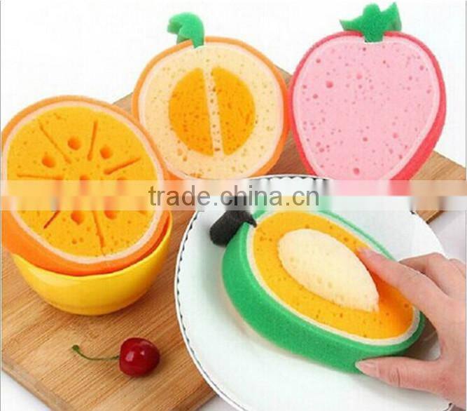 candy Color fruit bath sponge/apple strawberry shaped cleaning sponge / Sponge scourer could be printed logo