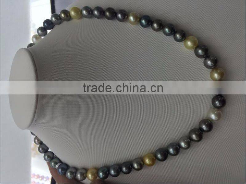 AAA 9-10mm colorful South Sea Pearls Necklace