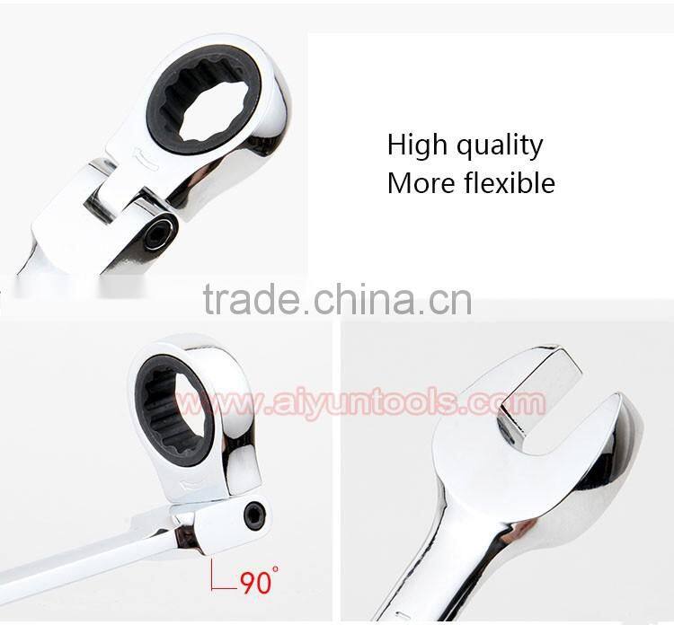 FLEXIBLE HEAD ratchet wrench set Combination spanner Kit Open Ended and Ratchet Ring Great Double Ended Combi Spanners