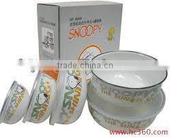 Special decor enamel storage bowl set with round bottom