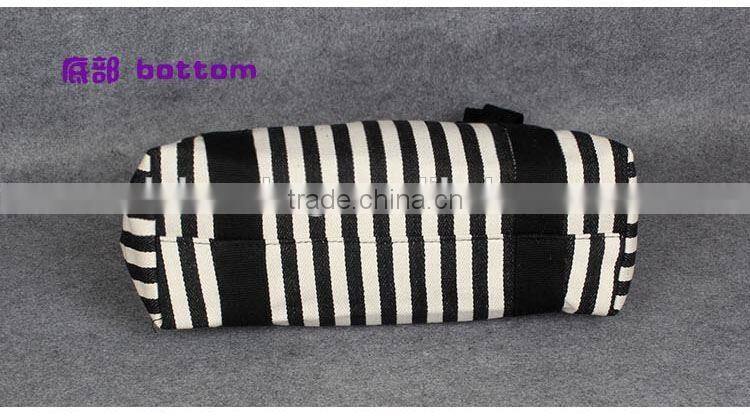 Black and White Stripes Canvas Handbag For Women