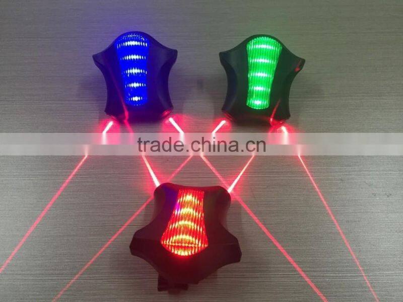 2016 new decorative Cycling Bicycle Bike Rear Tail Safety Warning Light 5 LED+ 2 Laser Flashing Lamp