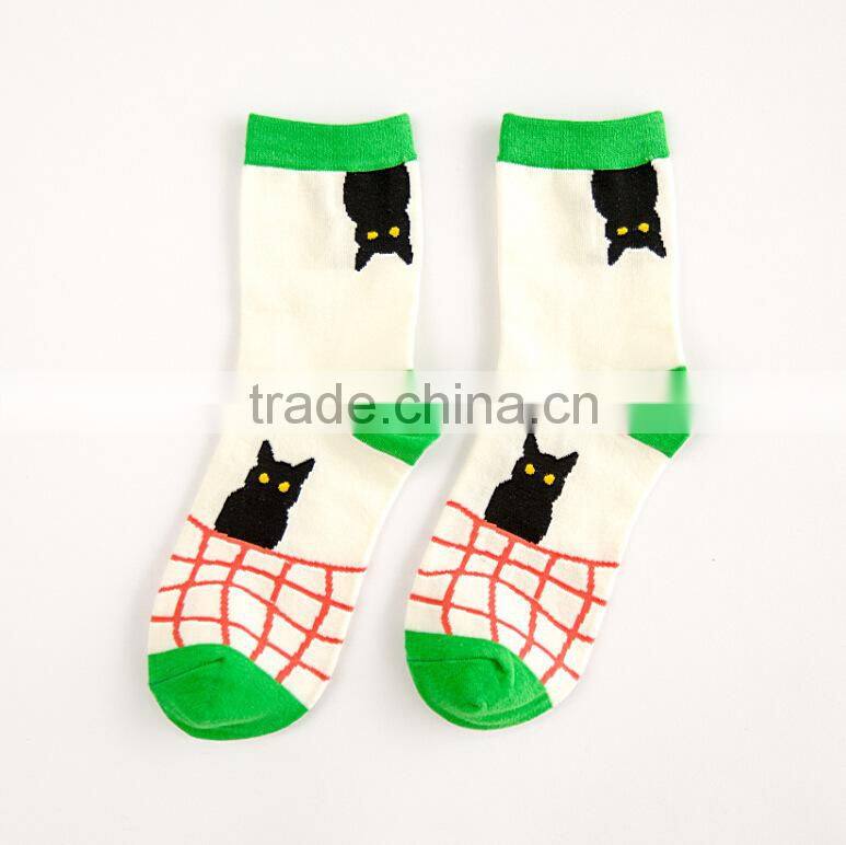 Lovely Cat Pattern Young Girls Socks Various Kinds Of Winter Socks Factory