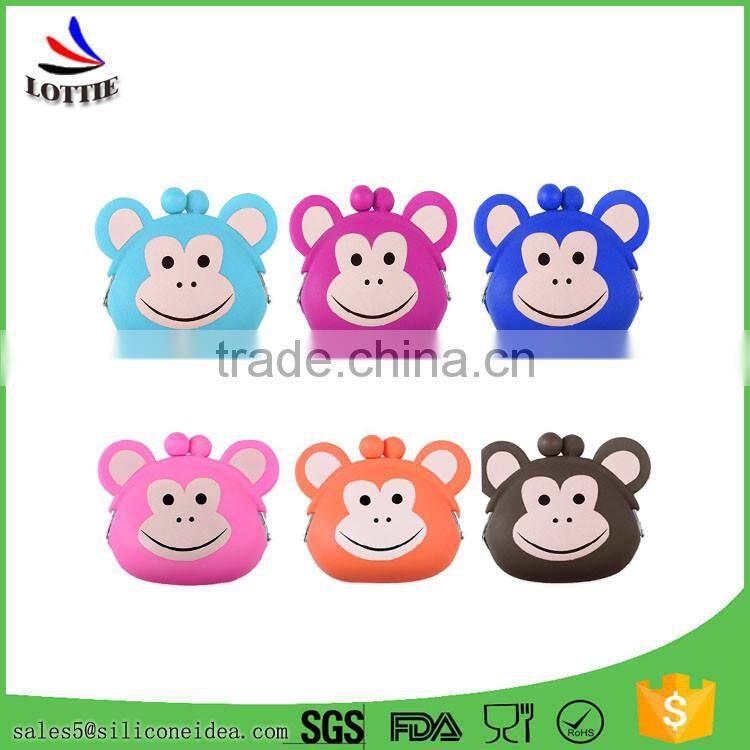 Promotional Cute animal shape silicone coin wallet silicone purse Fashionable Custom Silicone Coin Bag