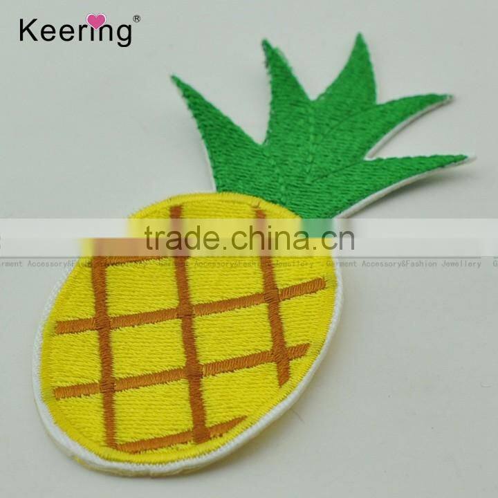 Bright-colored pineapple fruit embroidery textile patch WEF-061