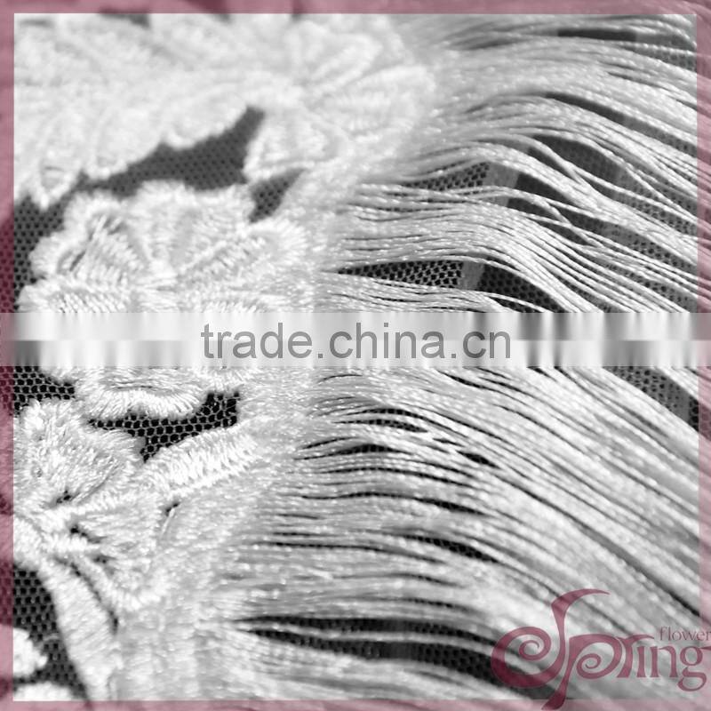 new arrival fringe fabric with flower mofif in slant stripe