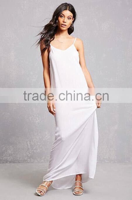 2017 Summer Pom Pom Maxi Beach Dress V Neckline Boho Strap Dress HSd9211