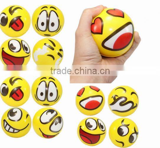 Small emoji face soft foam balls reliever toys popular pu foam ball
