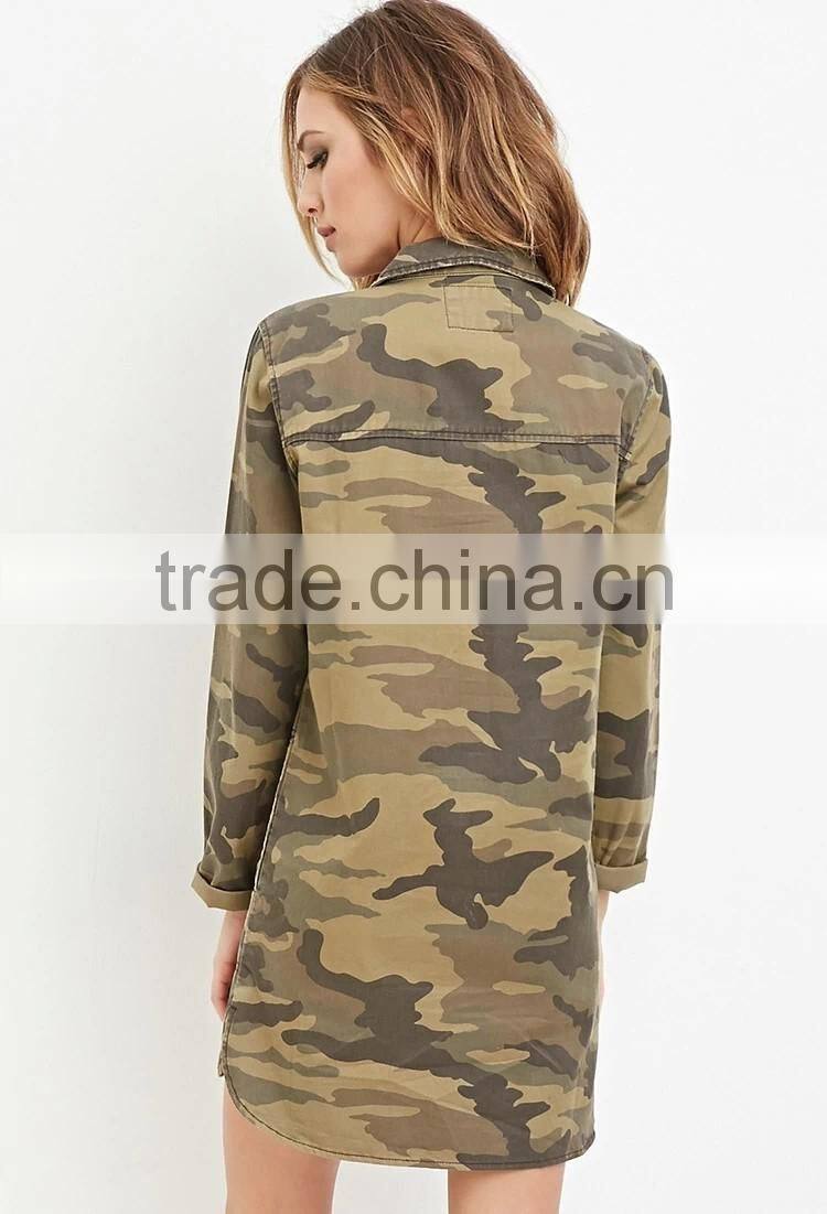 2015 Jeans camo military shirt dress