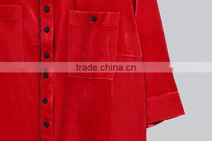 solid color velvet fabric fashion women long loose casual check blank custom chinese names shirt botton design model tops styles