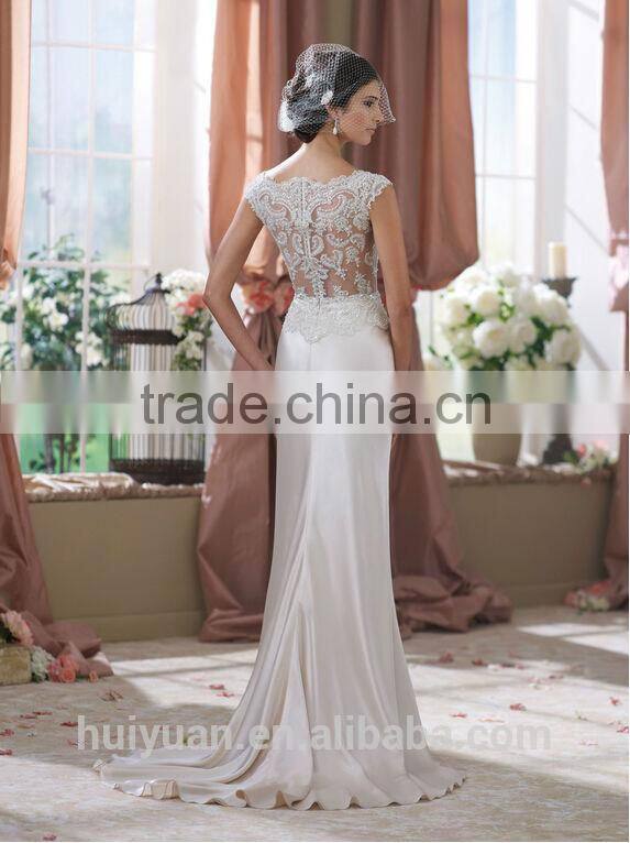 real cap sleeve lace satin sharara wedding dress