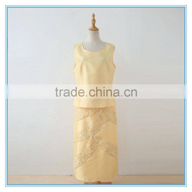 Fancy Lace Micado 3 Pieces Women Church Suit Business Suits With Pretty Buckle