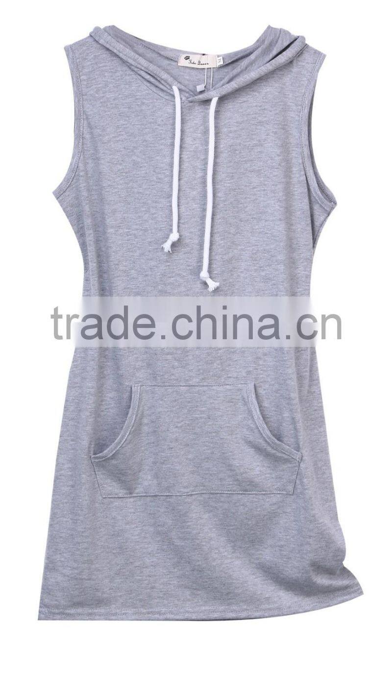 2016 Boho Sexy Women Sleeveless Hoodie Summer Beach Short Mini Dresss causal slim dress WHolesale