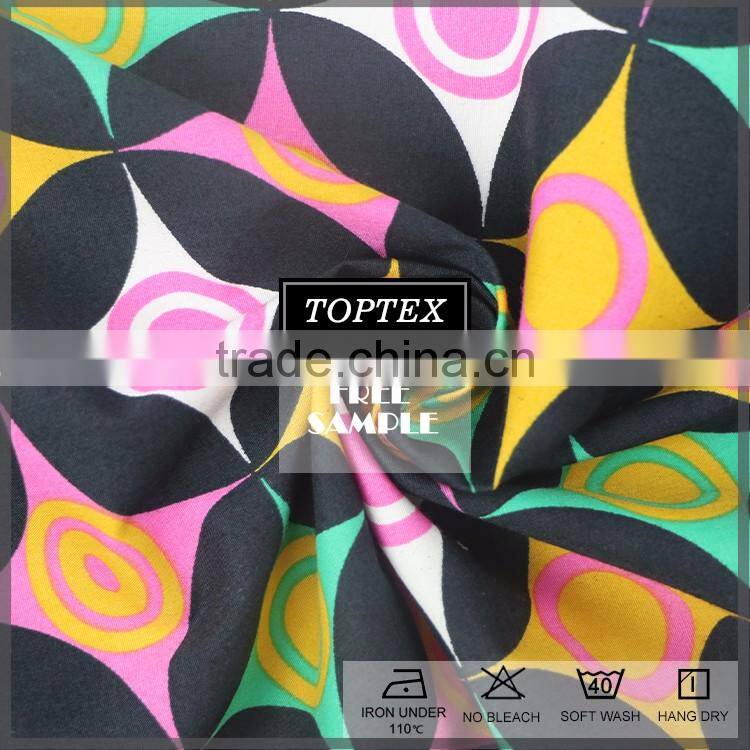 cotton plain weave colorful geometric pattern printed fabric