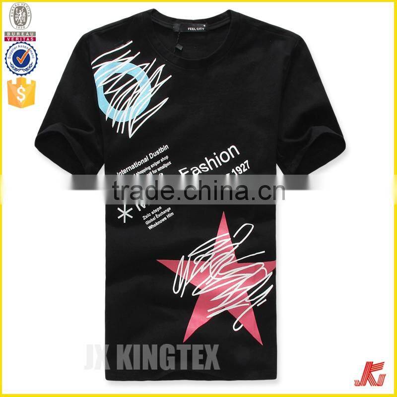 High Quality 100 Cotton Plain Dyed Print Short Sleeve Balck T Shirts In Bulk For Mens