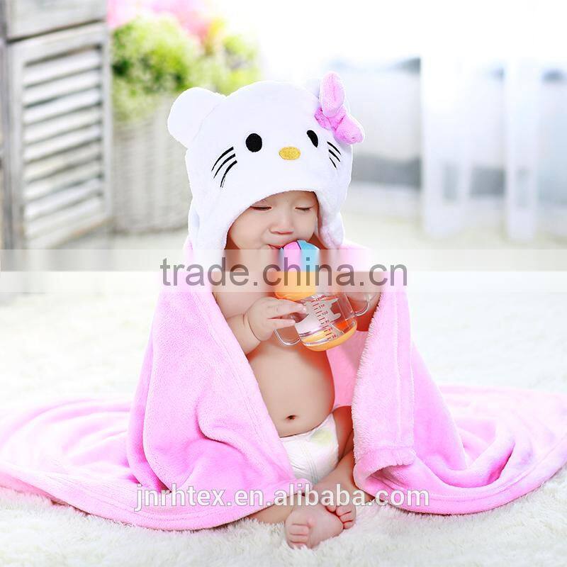 Trade assurance flannel soft hooded baby bath towel