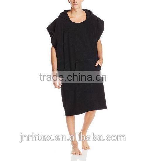 100 percent cotton black terry hooded poncho towels for adults