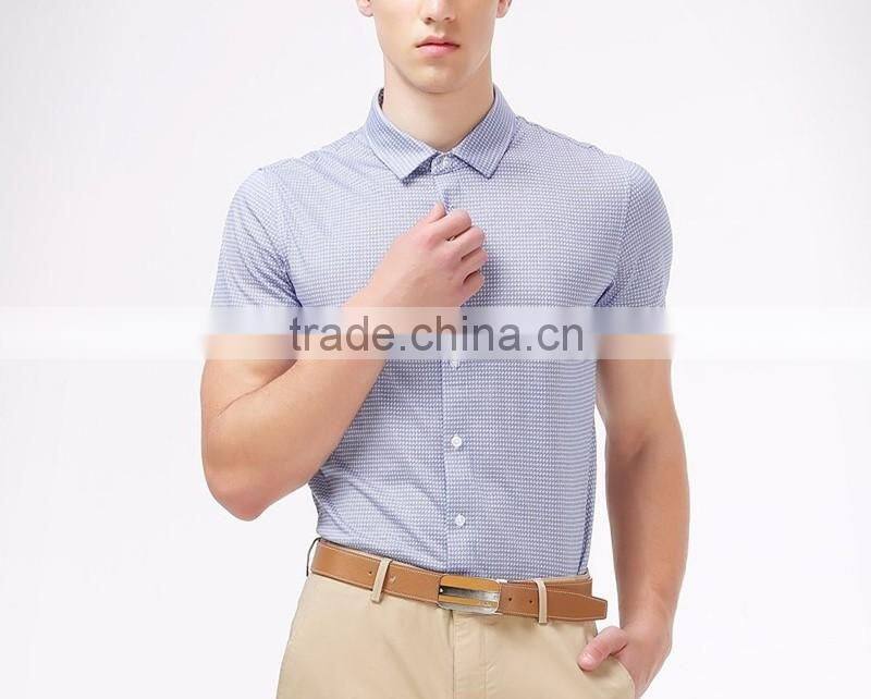 Mens fashion plaid casual shirts short sleeve OEM custom shirt cloth man