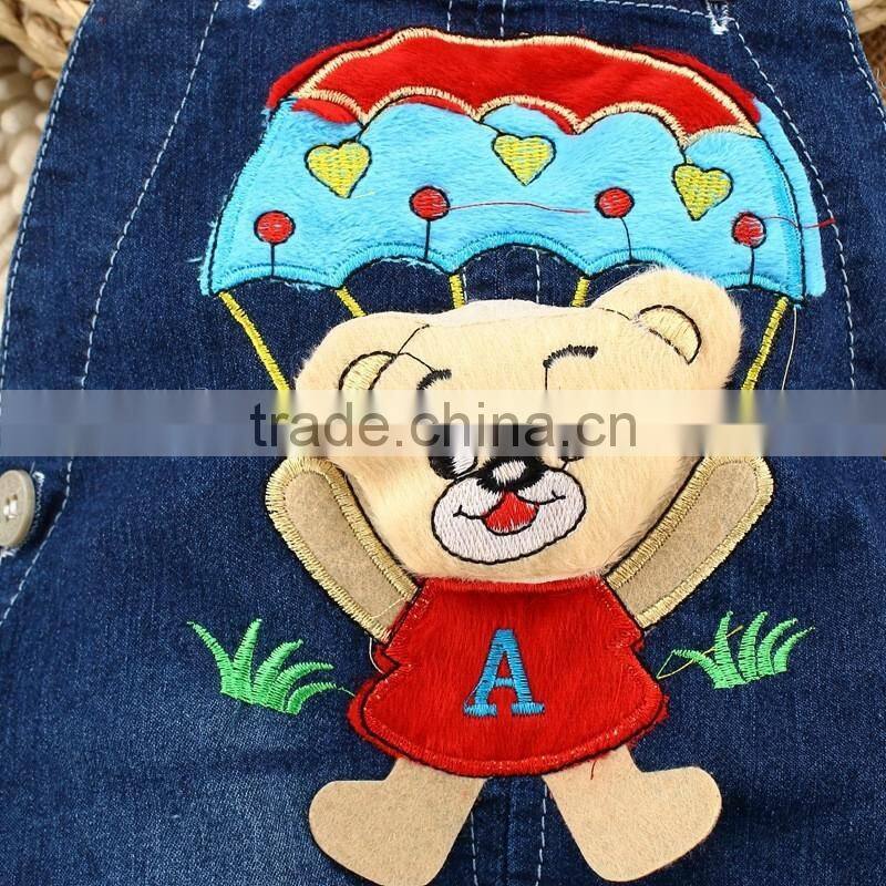 Parachute Little Bear Baby Denim Short Pants Overalls Kids Strap Jeans Pants