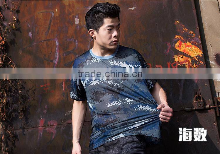 2016 Wholesale Men Camouflage dryfit breathable T-shirt Men Army Tactical Combat T Shirt Military Sport Camo Camp Mens T Shirts