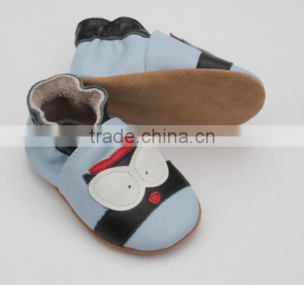 Fancy handmade skidproof soft sole leather baby shoes