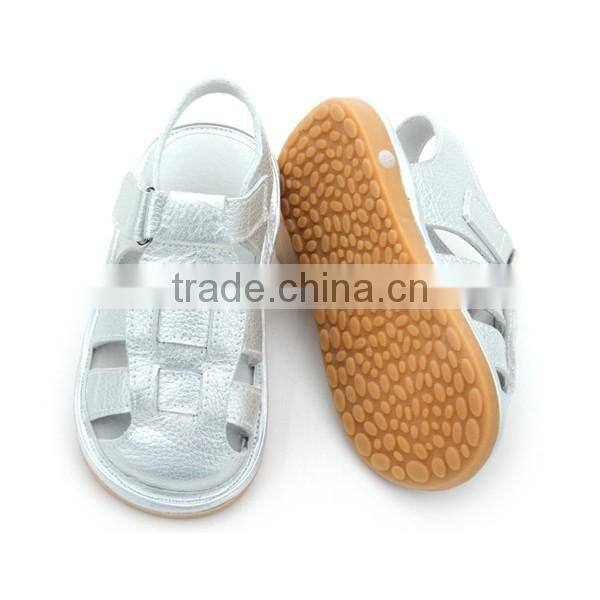Children shoes silver leather handmade squeaky shoes