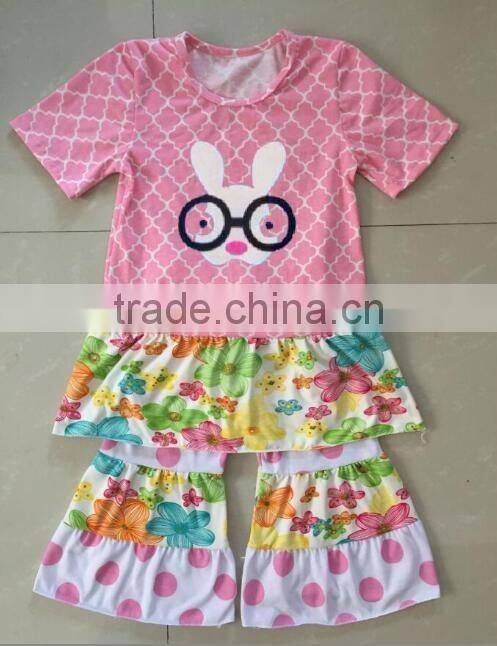 2016 Top sale Easter outfits girls boutique clothing spring persnickety remake pink rabbit baby clothes girls clothes