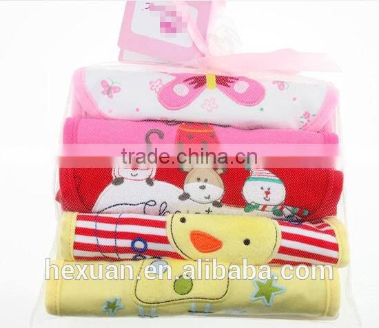 OEM or Stocked ,5PCS/SET Baby Bibs set,Mesh bag baby Babybibs set,100%cotton bib