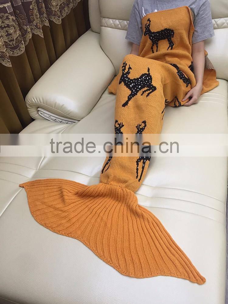 YIYU 2017 ugly christmas kids and adults knitted mermaid tail blankets