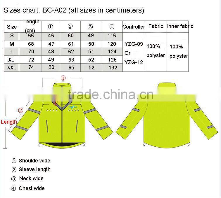 Good quality cycling rain hi vis reflective safety jacket with led lights