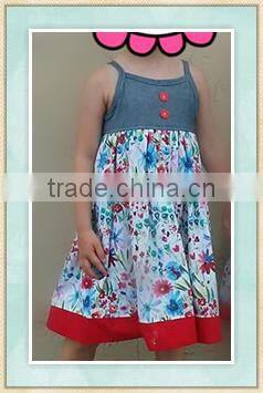 Hot sale 2017 summer latest long skirt design children's boutique clothing girl sleeveless dress