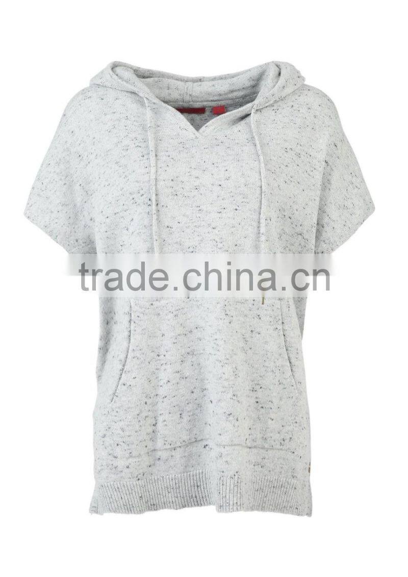 Women's short sleeve speckled cotton/spandex pullover hoodies