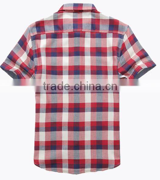 latest designs for summer plaid custom men shirt with cheap price oem