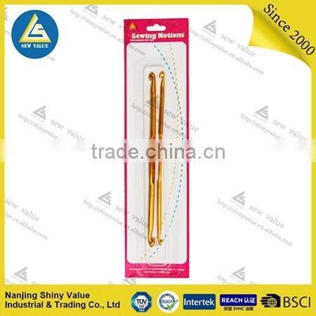 Golden color electroplated custom knitting needle double side aluminium crochet hook