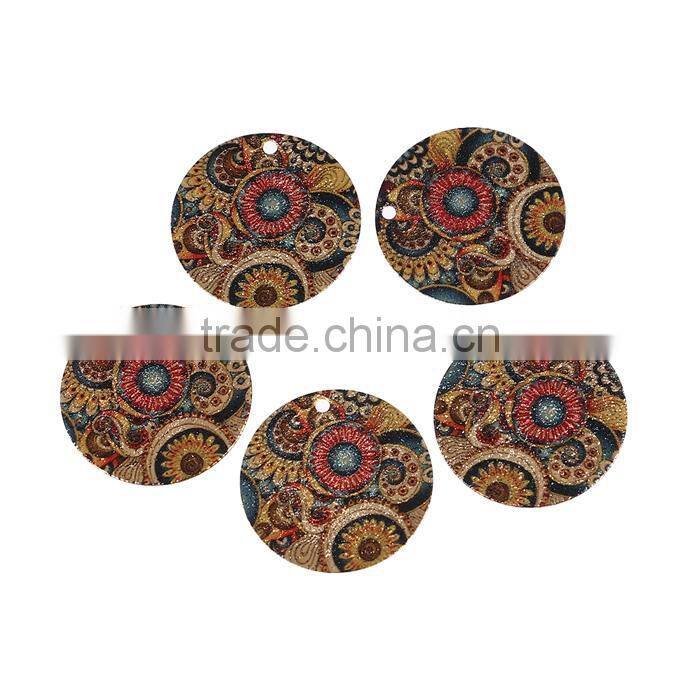 Copper Enamel Painting Charms Round Gold Plated Multicolor Flower