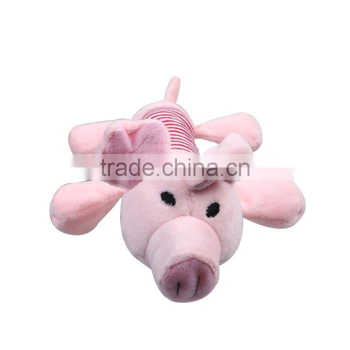 Plush Giggle Ball Training Chew Sound Activity Squeaky Toy Pig Animal Pink