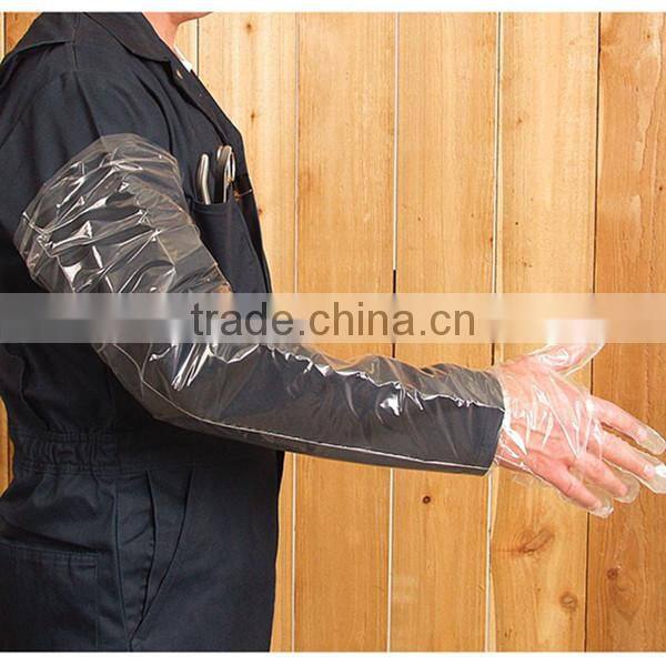 High quality Sanitary Disposable Long Sleeve Plastic Gloves for vet medical