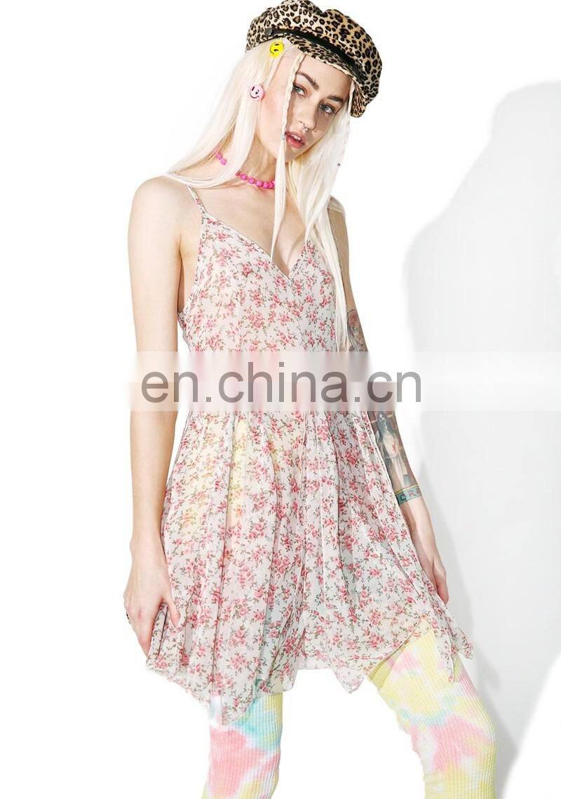 New Fashion Chiffon Women Casual One Piece Dress in Floral Print