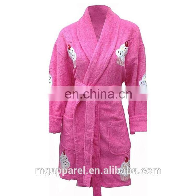 Wholesale Sprinkle Cupcake Applique Long Sleeve Shawl Collar Robe-Pink