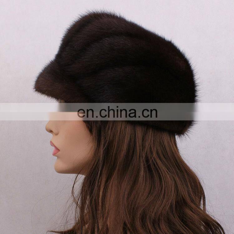 Genuine hot fashion black mink fur hat