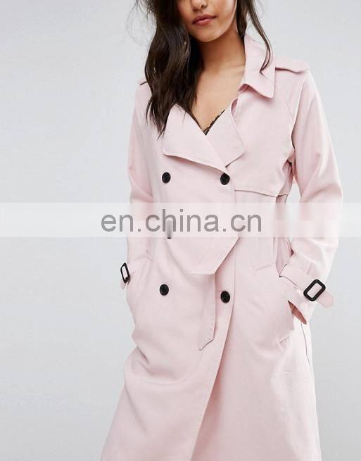 Womenv Pink Single Button ladies long Dust Coat