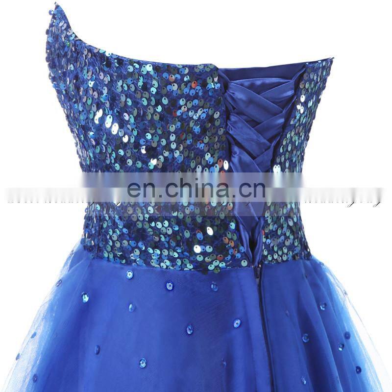 Latest Youthful Sweetheart Sleeveless Lace-up Tulle Sequins Mini Homecoming Dresses SD032