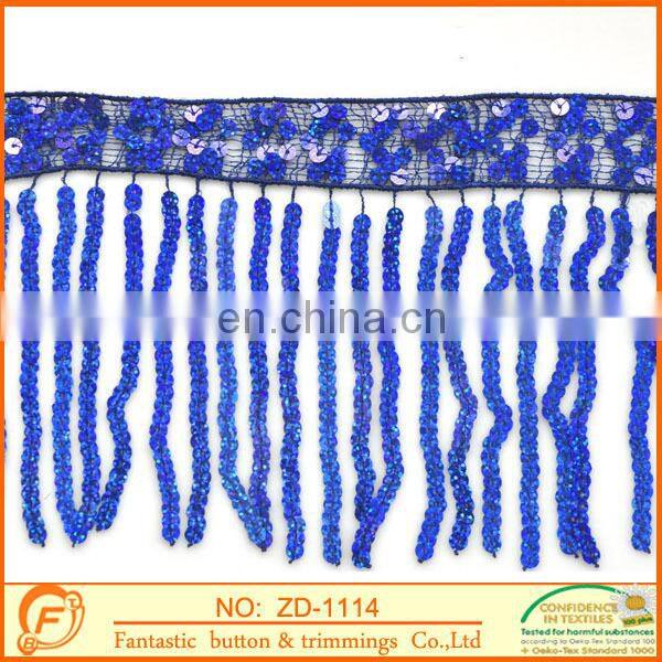 bling bling blue sequins tassel for women garments accessories