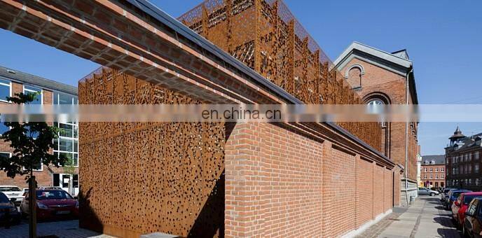 Perforated corten steel wall cladding