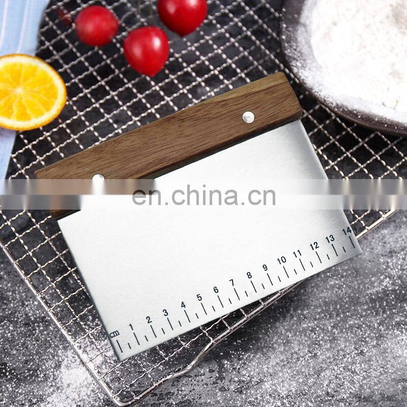 Hot Sale Stainless Steel Wooden Handle Kitchen Baking Flour Scraper