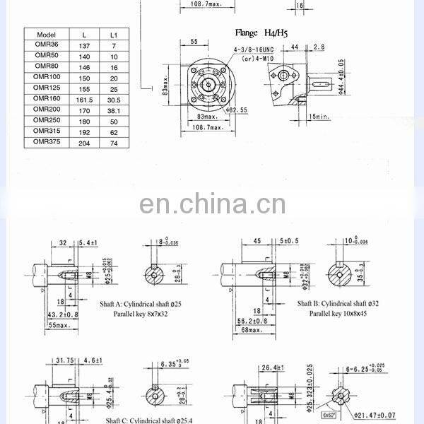 blince OMR50-2AD hydraulic pumps motor for mini hay baler machine,small hydraulic wheel motor