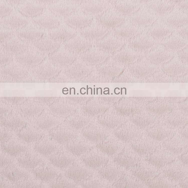 Diamond embossed faux rabbit fur fabric for blanket throw cushion