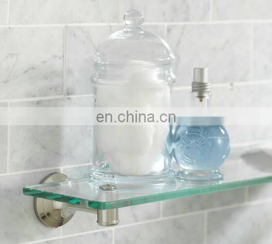 Flat Polished Edge Tempered Wall Mounted Bathroom Glass Shelf