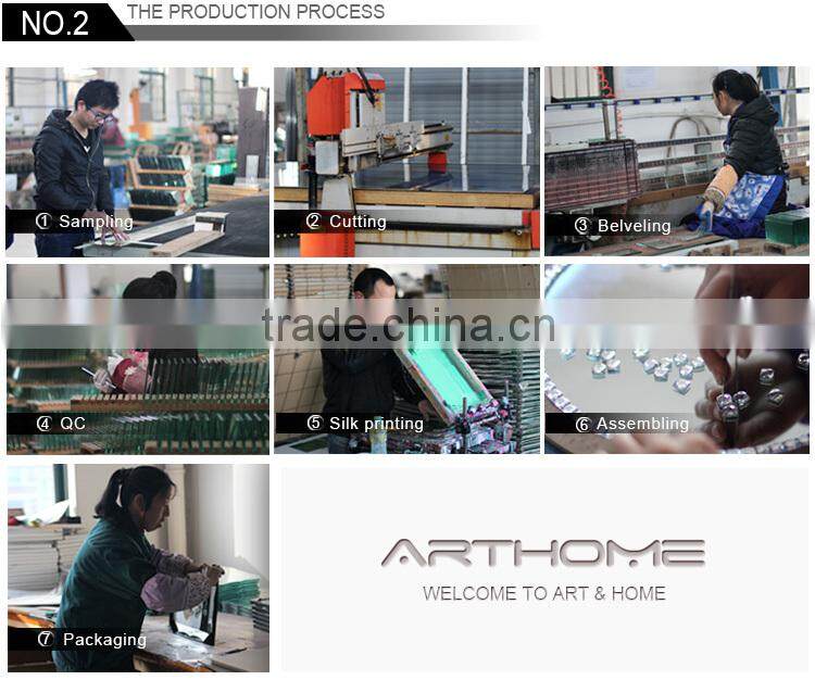 black printing glass candle holder with peacock 1230.020-A